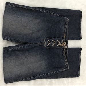 Express Jeans Lace Up Front Denim 5/6 Bootcut